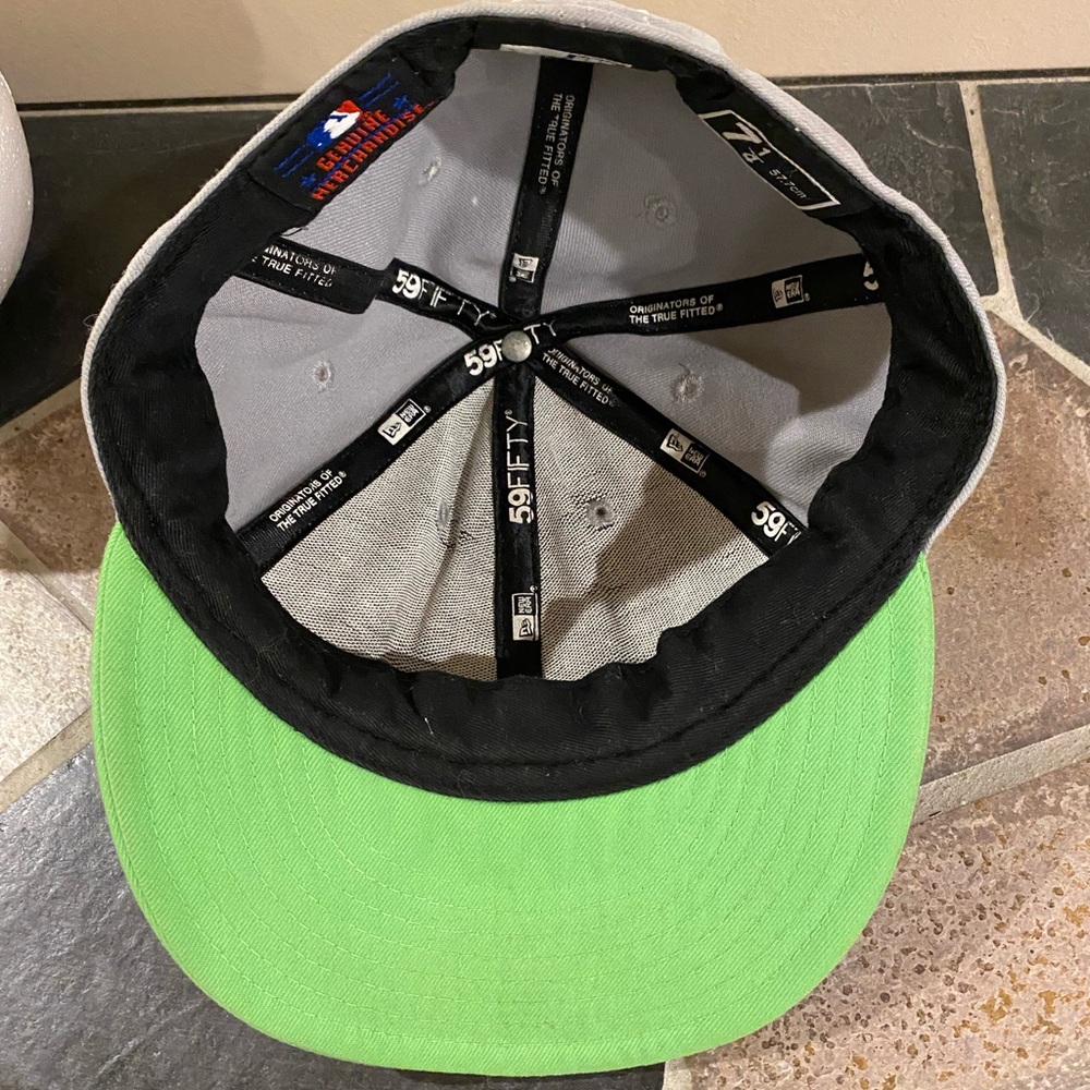New Era Gray and Neon Green Atlanta A-Logo Snapback Hat - Picture 6 of 8